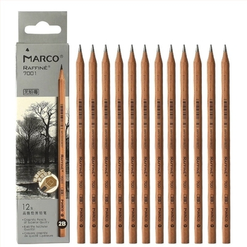 Marco 7001 Drvena skicna olovka — mek grafit, tvrdoća HB do 8B