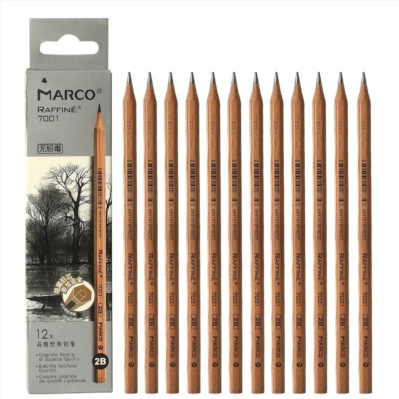 Marco 7001 Drvena skicna olovka — mek grafit, tvrdoća HB do 8B