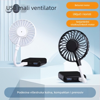 USB ručni ventilator za vanjsku uporabu, prijenosni i sklopivi, motor bez četkica, napajanje putem USB-a, 6 lopatica, buka ispod 36 dB