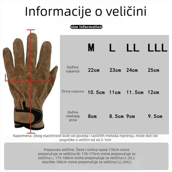 Rukavice za zavarivanje od goveđe kože — otporne na abraziju, toplinu i vatru, s zaštitom od probijanja, za vanjsku upotrebu