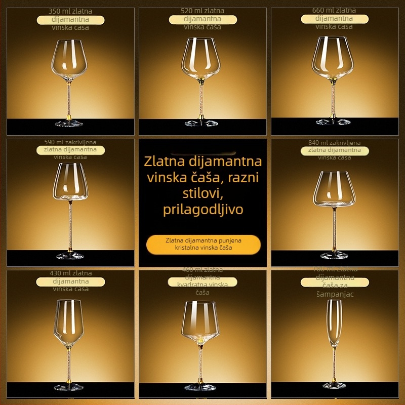 Čaša za vino od kristalnog stakla, nordijski stil, kapacitet 301–400 ml, ispis logotipa dostupan