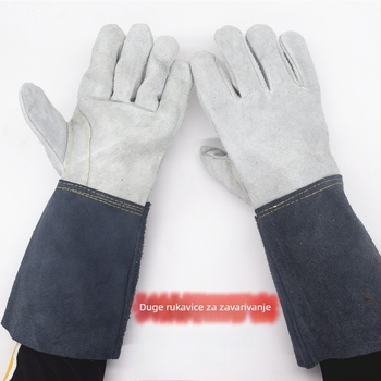 Zavarivačke rukavice od goveđe kože, dvostruko slojevite, potpuna koža, izolacija od topline, ojačane dlanove
