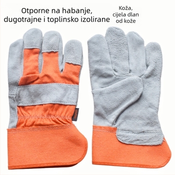 Zavarivačke rukavice od goveđe kože, dvostruko slojevite, potpuna koža, izolacija od topline, ojačane dlanove
