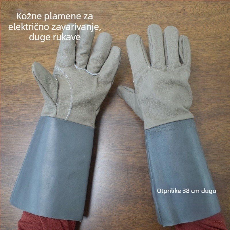 Zavarivačke rukavice od goveđe kože, dvostruko slojevite, potpuna koža, izolacija od topline, ojačane dlanove