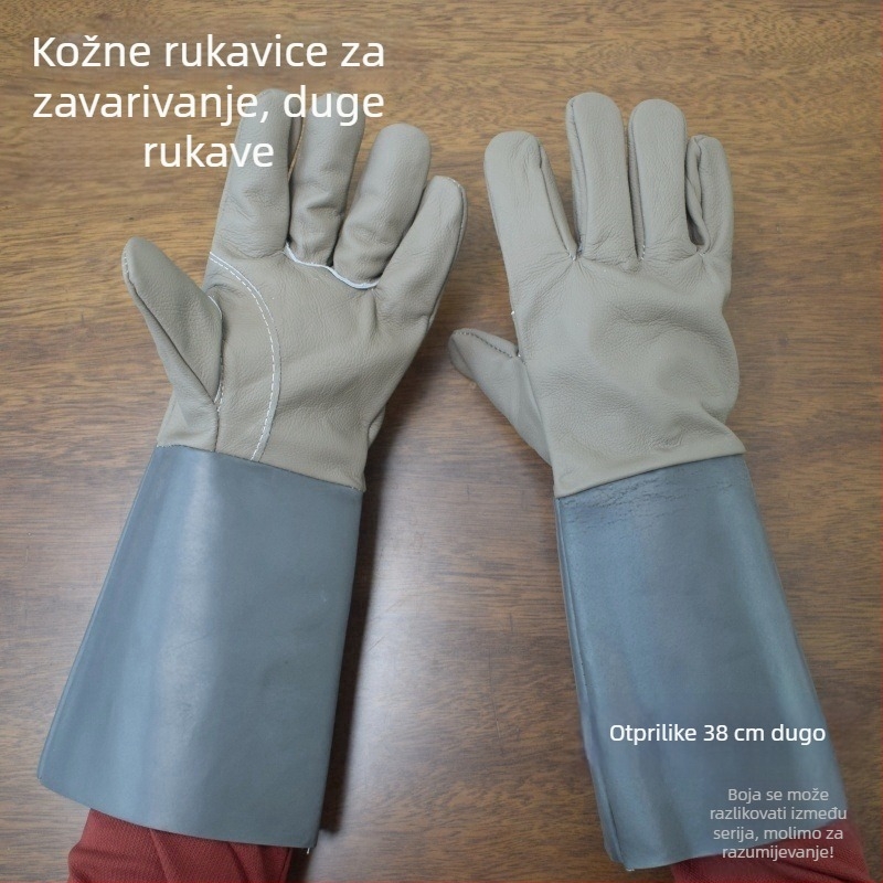 Zavarivačke rukavice od goveđe kože, dvostruko slojevite, potpuna koža, izolacija od topline, ojačane dlanove