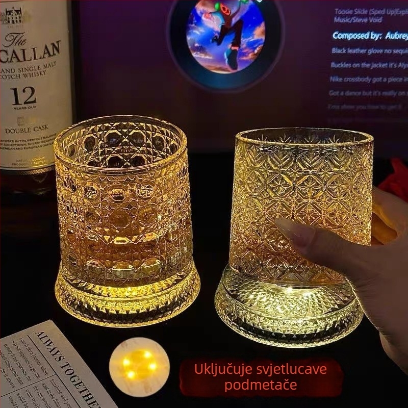 Čaša za whisky od stakla, stil laganog luksuza, kapacitet 201–300 ml, set u pakiranju