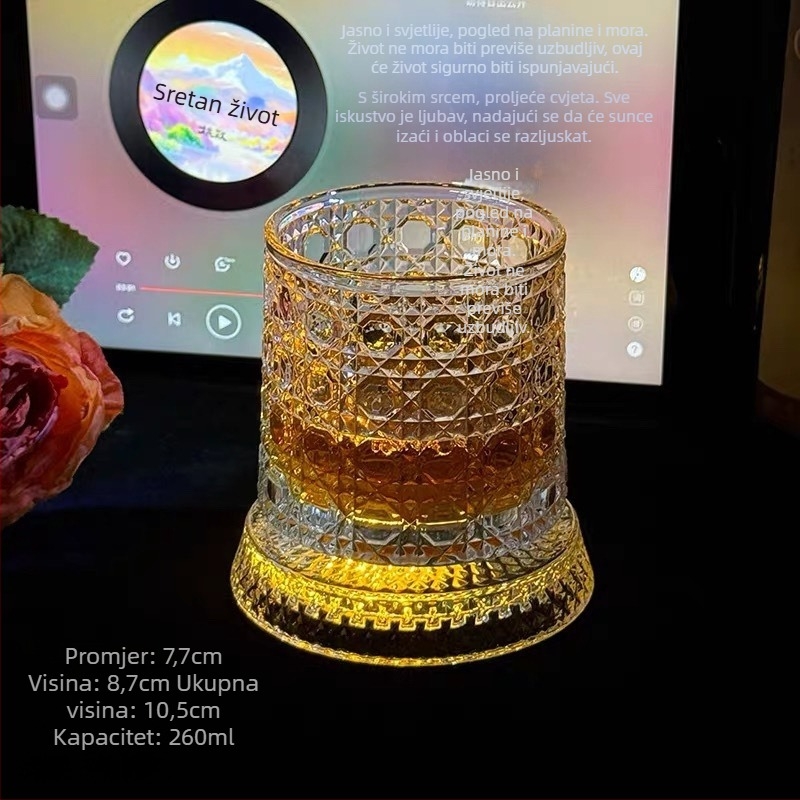 Čaša za whisky od stakla, stil laganog luksuza, kapacitet 201–300 ml, set u pakiranju