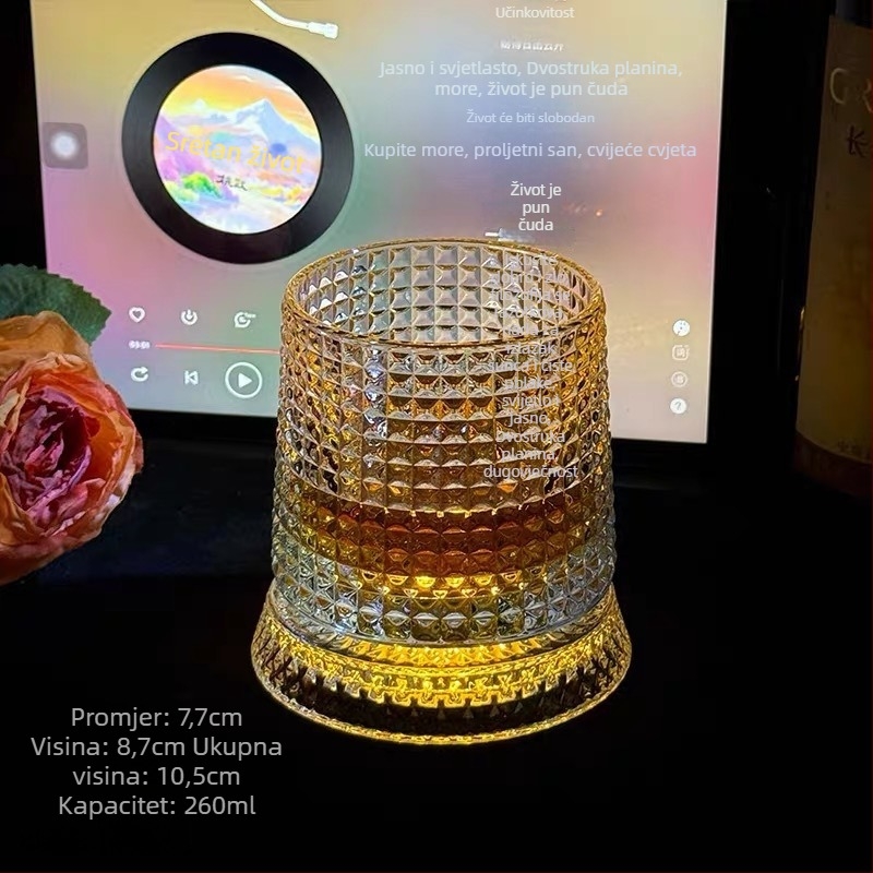 Čaša za whisky od stakla, stil laganog luksuza, kapacitet 201–300 ml, set u pakiranju