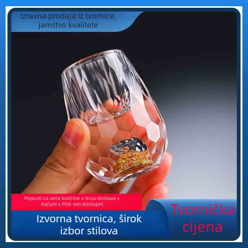 Kristalna staklena čašica za alkoholna pića, dijamantno facetirana, kapacitet 1-100 ml, novi kineski stil, mogućnost logotipa