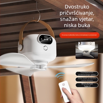 USB ventilator s 3 lopaticama, noćno svjetlo, daljinski upravljač, ABS kućište
