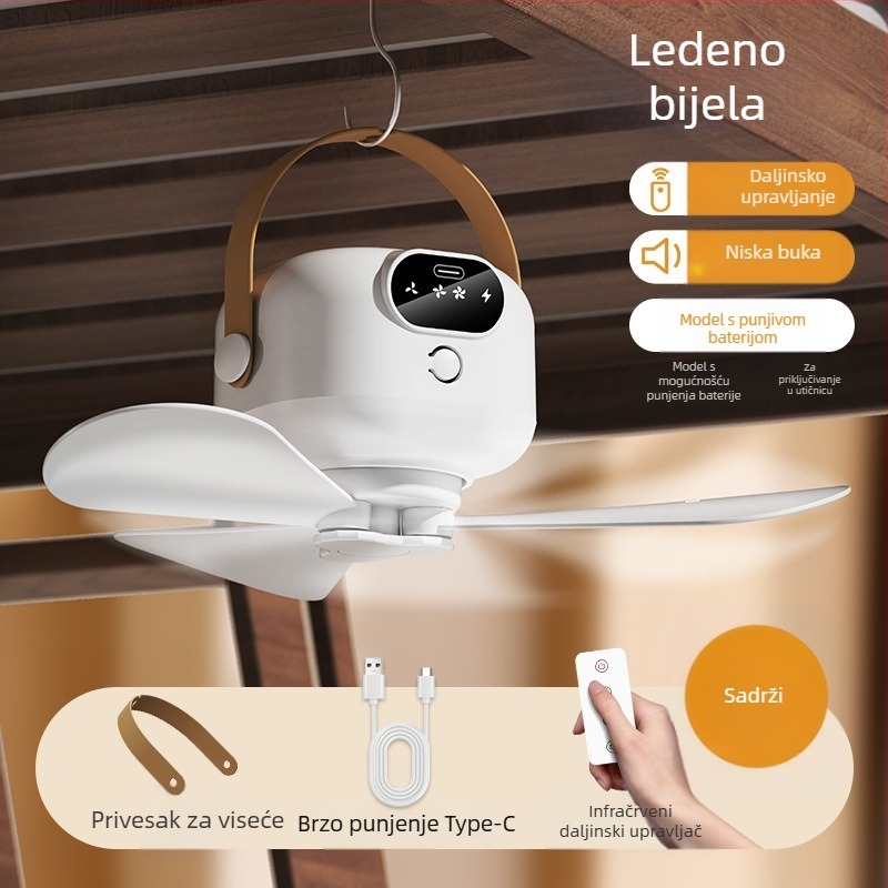USB ventilator s 3 lopaticama, noćno svjetlo, daljinski upravljač, ABS kućište