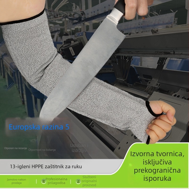 HPPE zaštitni rukav za podlakticu s otvorom za palac, ojačan dizajn, otpornost na abraziju 5, za klanje