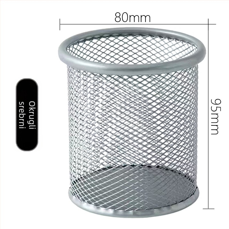 Okrugli metalni držač olovaka s mrežastom konstrukcijom, uredski organizator, poklon za školskog druga, Božić