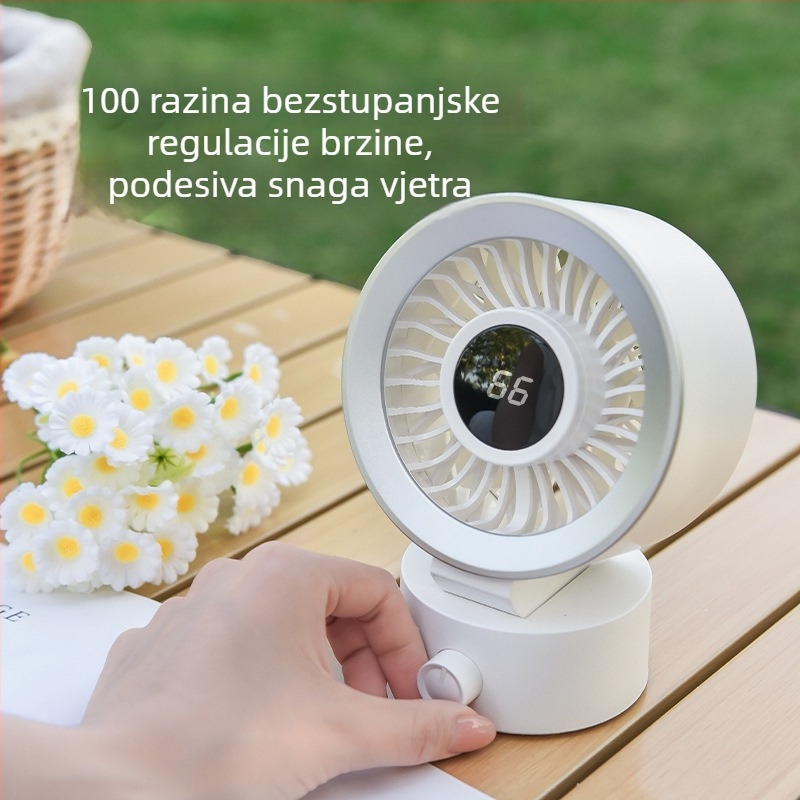 Stolni ventilator s USB napajanjem, ugrađena baterija 1200–2000 mAh, buka 36–45 dB, 6+ lopatica