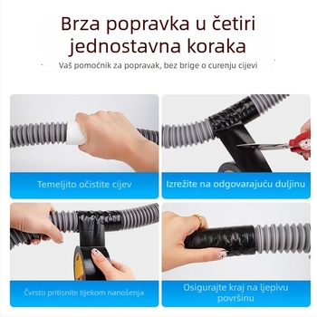 Traka za popravak curenja cijevi i crijeva – platnasta podloga, samoljepljiva, vodootporna, brtvljenje pukotina za cijevi, umivaonike i perilice rublja