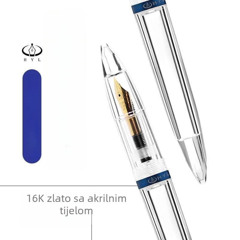 Prozirno akrilno nalivno pero s velikim kapacitetom spremnika tinte, iridijski vrh, kućna kutija poklon za pisanje i crtanje