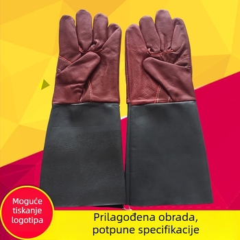Zaštitne rukavice za zavarivanje od kravlje kože s produženim kožnim materijalom, otporne na visoke temperature, protiv opeklina, duge, otporne na habanje