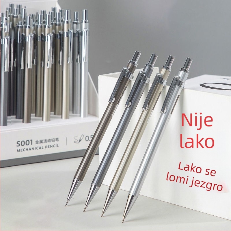 Metalna mehanička olovka za profesionalno crtanje, 0,5 mm grafit, uravnoteženo težište, višenamjenska