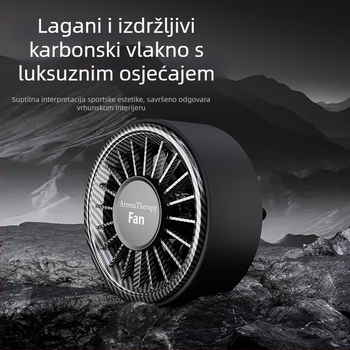 Automobilski USB ventilator za izlaz klimatizacije s aromaterapijom, 5 lopatica, brushless motor, digitalni zaslon, sklopiv