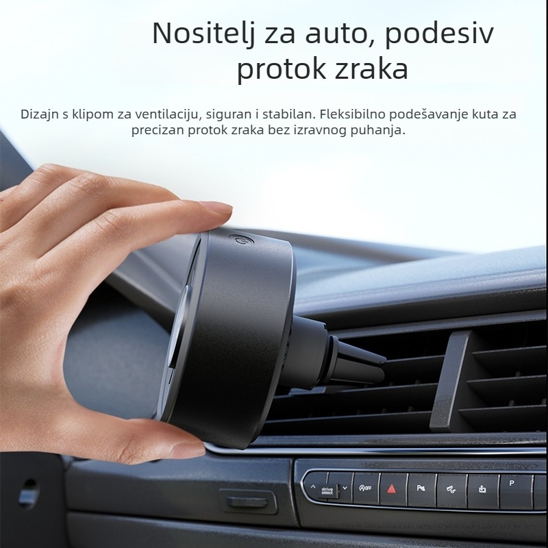 Automobilski USB ventilator za izlaz klimatizacije s aromaterapijom, 5 lopatica, brushless motor, digitalni zaslon, sklopiv