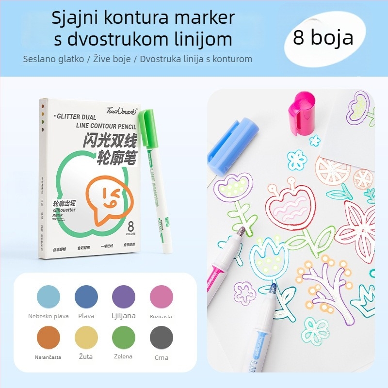 Touchmark Contour set – plastično kućište, u kutiji, jednostrani vrh, neizbrisivo, moguć ispis logotipa