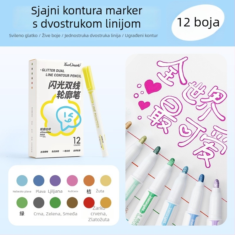 Touchmark Contour set – plastično kućište, u kutiji, jednostrani vrh, neizbrisivo, moguć ispis logotipa