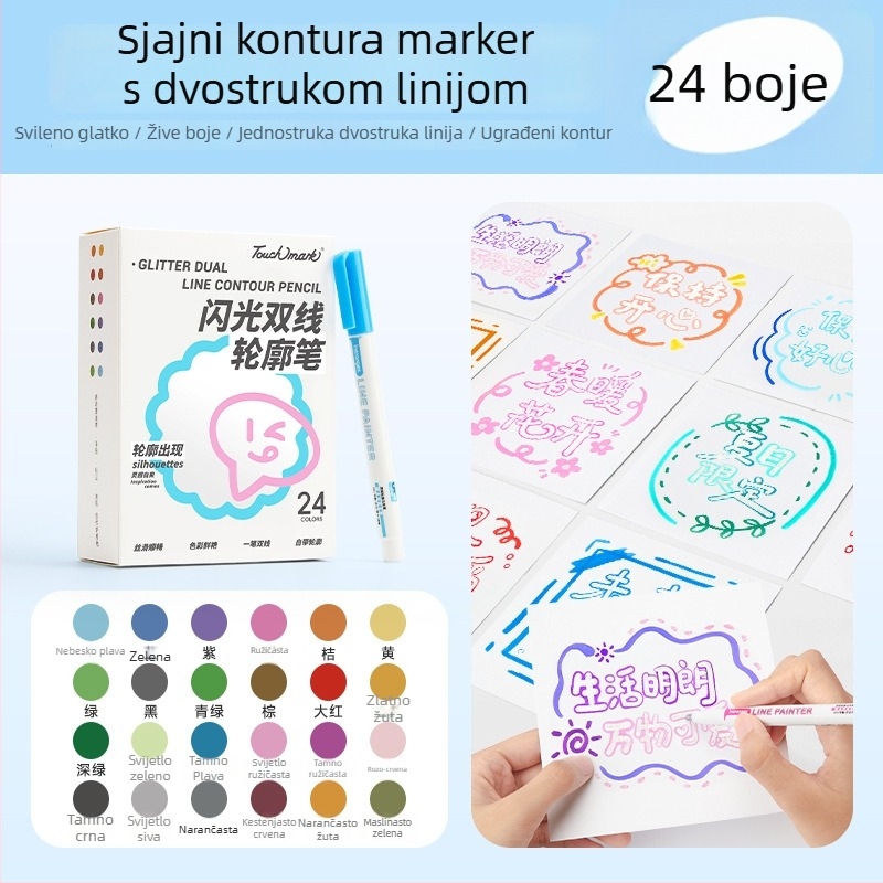 Touchmark Contour set – plastično kućište, u kutiji, jednostrani vrh, neizbrisivo, moguć ispis logotipa