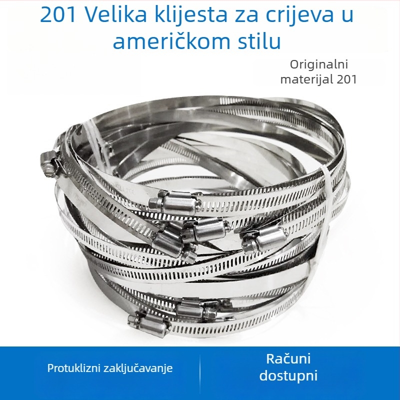 Spona za cijev od 201 nehrđajućeg čelika, američki stil, za kablove na električnim stupovima i projekte rasvjete, s punim prstenom