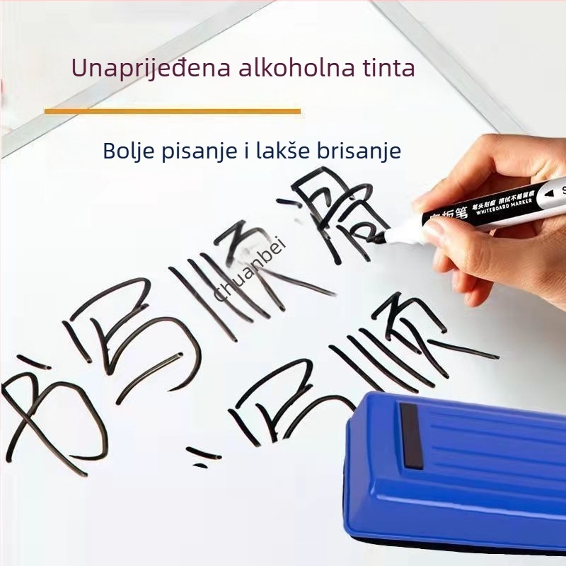 Debeli markeri za bijelu i crnu ploču, vodena baza, lako izbrisivi, Pengyi, 10 komada, plastično kućište