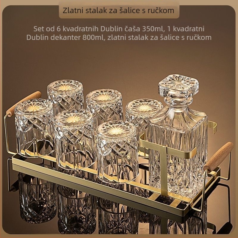 Set čaša za whisky i bočice – kristalno staklo, moderni jednostavnost stila, papirnato kutijsko pakiranje, tisk logotipa dostupan, lansirano 2025