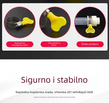 Čelični cijevni steznik s vijčanim remenom; nominalni promjer 10–16 mm, 13–19 mm, 16–25 mm; pričvrsni promjer 25 mm; namjena: Ostalo
