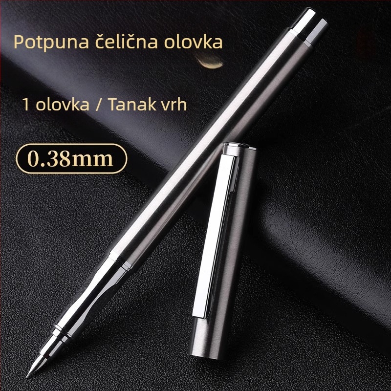 Burrad potpuno metalna kuglična olovka s logom i mogućnošću prilagodbe, metalni vrh, u kutiji