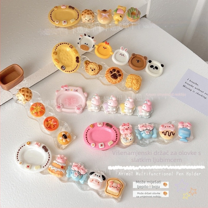 Stalak za nokte s dizajnom privlačnog ljubimca, stolni organizator i držač olovke – plastika i keramika – brend kaniu – 1 kom