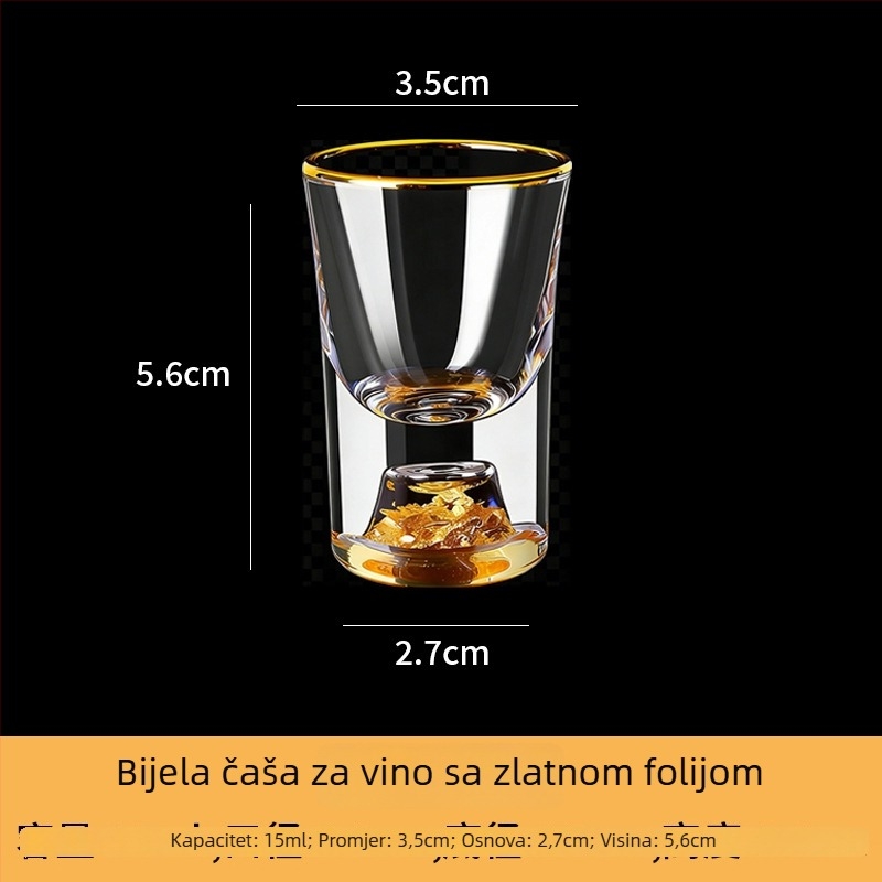 Set vinskih potrepština s čašom za liker i dozatorom, staklo, svijetlo luksuzni retro stil, zlatni folijski detalji, pakiranje 24 setova