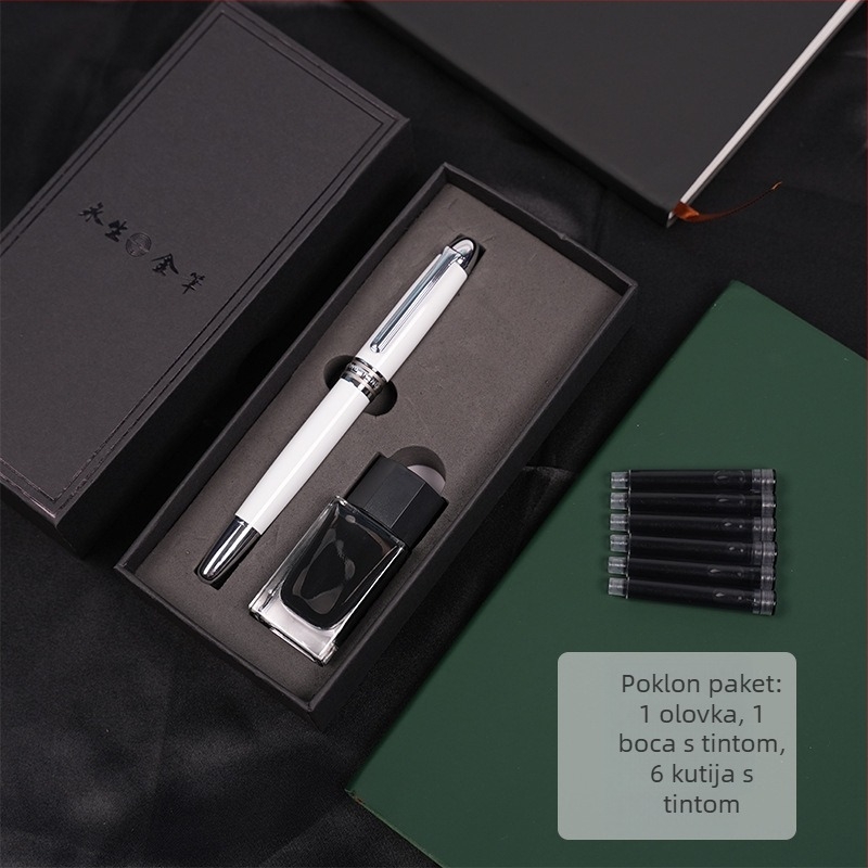 Pero za mastilo s nehrđajućim čeličnim kućištem, vrh iridij 0,5 mm, dvostrani sustav tinte (sac i apsorber), model 911.