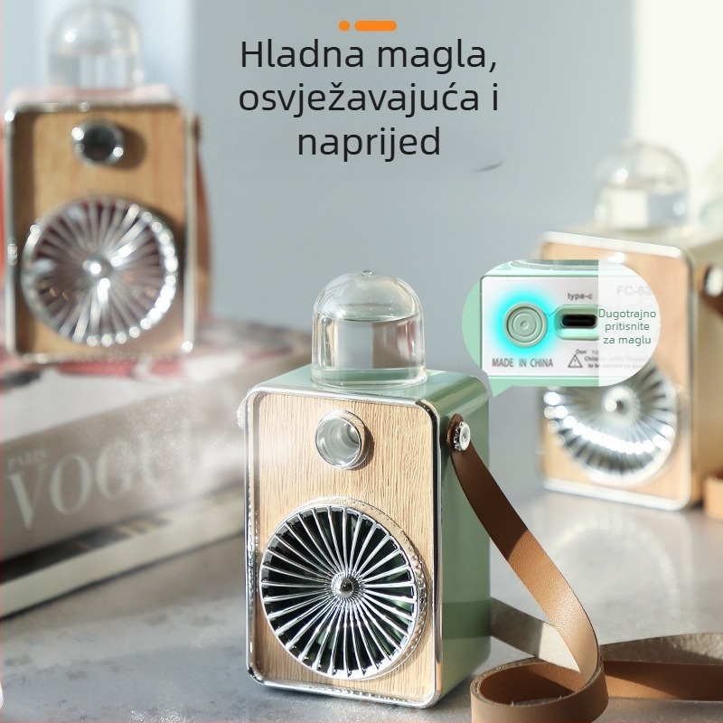 Prijenosni ventilator za vrat s USB punjenjem, ugrađena baterija 800–1000 mAh, 2 brzine, 5V/5W, buka 36–45 dB