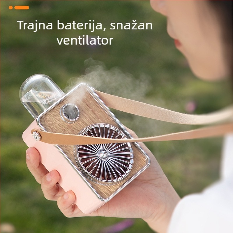 Prijenosni ventilator za vrat s USB punjenjem, ugrađena baterija 800–1000 mAh, 2 brzine, 5V/5W, buka 36–45 dB