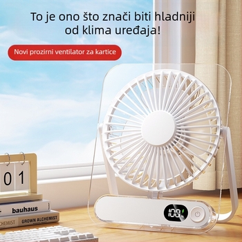 Stolni ventilator s 5 lopatica, 5 brzina zraka, ugrađena baterija 1200–2000 mAh, inteligentni digitalni displej, buka ispod 36 dB
