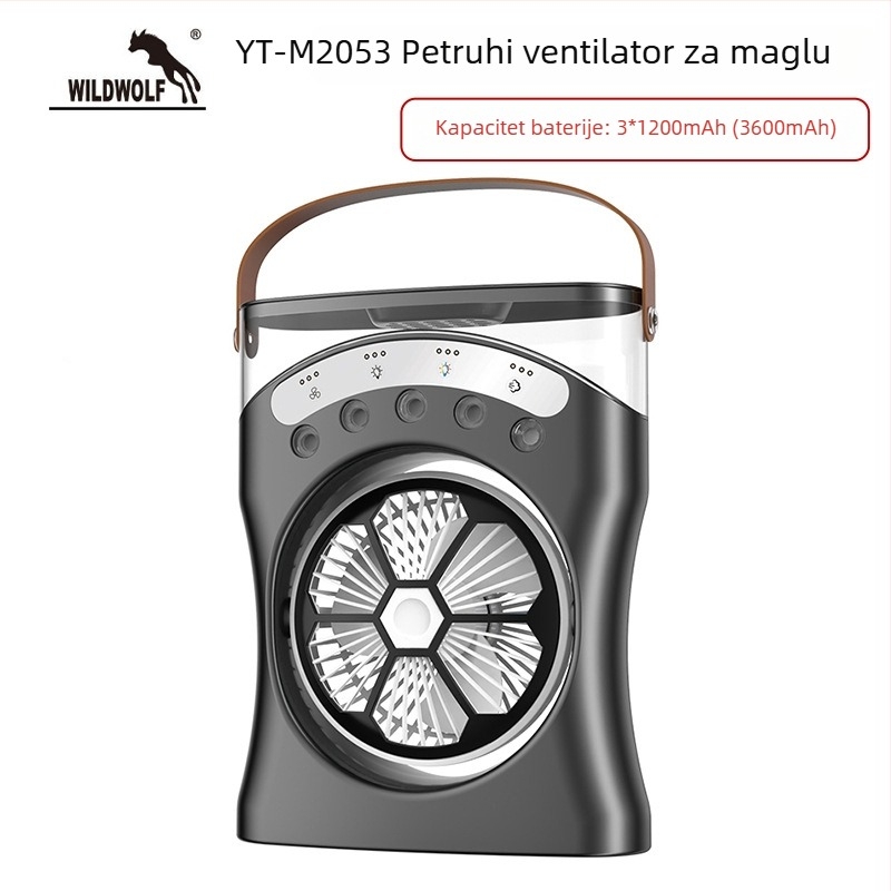 Stolni ventilator s raspršivačem vlage, izmjenjiva baterija, 3 brzine