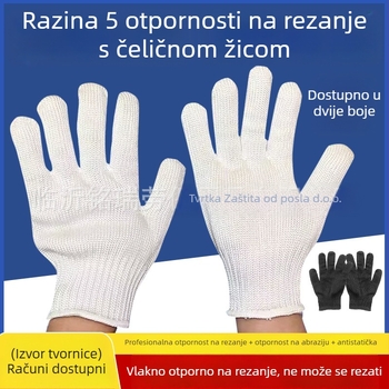 Rukavice otporne na rezanje razina 5, vlakno od polietilena visoke čvrstoće i nehrđajući čelični žica, za obradu stakla, petrohemijsku i mehaničku obradu