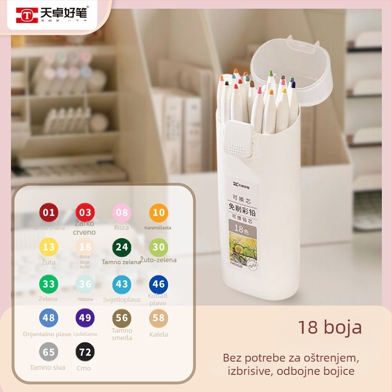 Olovke za crtanje bez oštrenja s zamjenjivim jezgrom, izvučne, izbrisive, 3H tvrdoća jezgre