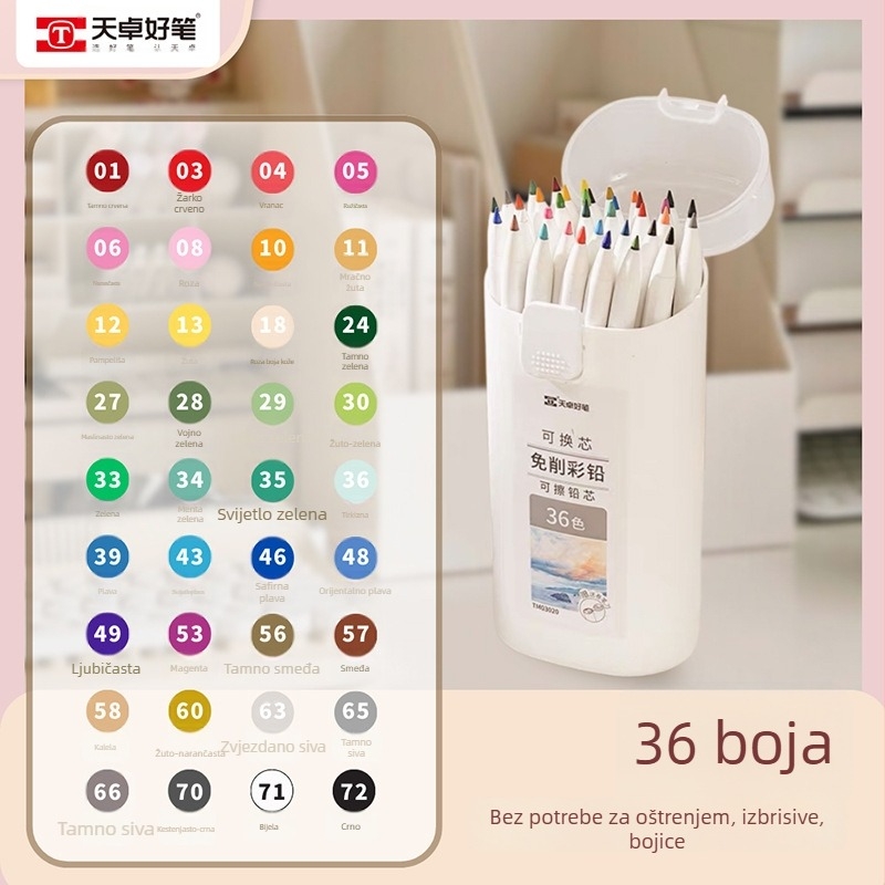 Olovke za crtanje bez oštrenja s zamjenjivim jezgrom, izvučne, izbrisive, 3H tvrdoća jezgre