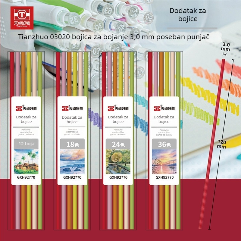 Olovke za crtanje bez oštrenja s zamjenjivim jezgrom, izvučne, izbrisive, 3H tvrdoća jezgre