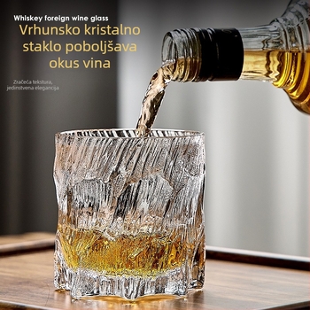 Dva kristalna čaša za whiskey, tekstura glečera, europski stil