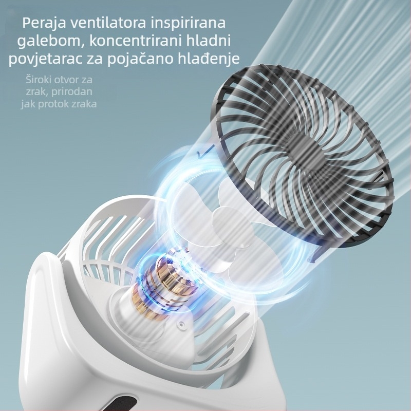 Prijenosni USB mini stolni ventilator s 3 lopaticama, pogodan za dormitorij i dom, s ugrađenom baterijom
