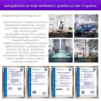 Prijenosni sklopivi mini ventilator za hlađenje s integriranom baterijom 2000–4000mAh, bez četkasti motor, 5 lopatica, trajanje 6–8 sati, buka 37–45 dB
