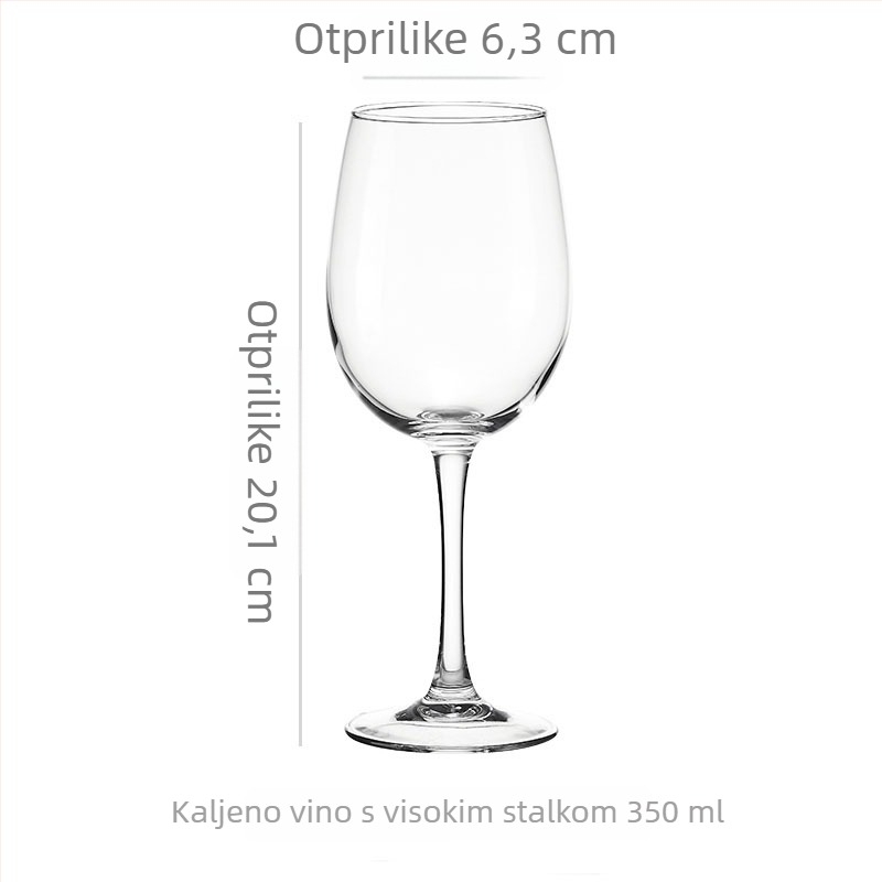 Čaša za crveno vino, staklena, kapacitet 301–400 ml, moderan minimalistički stil, otisnuti logotip, pakiranje u papirnatoj kutiji