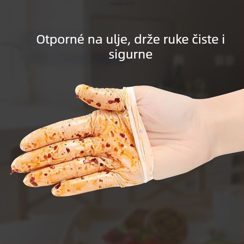 Jednokratne nitril rukavice, hrane kvalitete, otporne na ulje i abraziju, s otisnutim logom