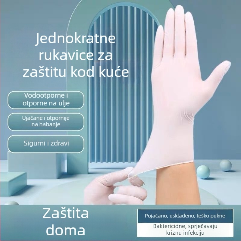 Jednokratne nitril rukavice, hrane kvalitete, otporne na ulje i abraziju, s otisnutim logom