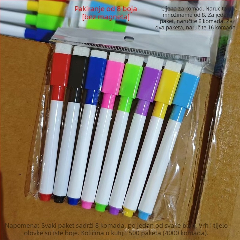 Budengci Brisivi marker za ploču za djecu, vodeni marker s magnetskom četkom